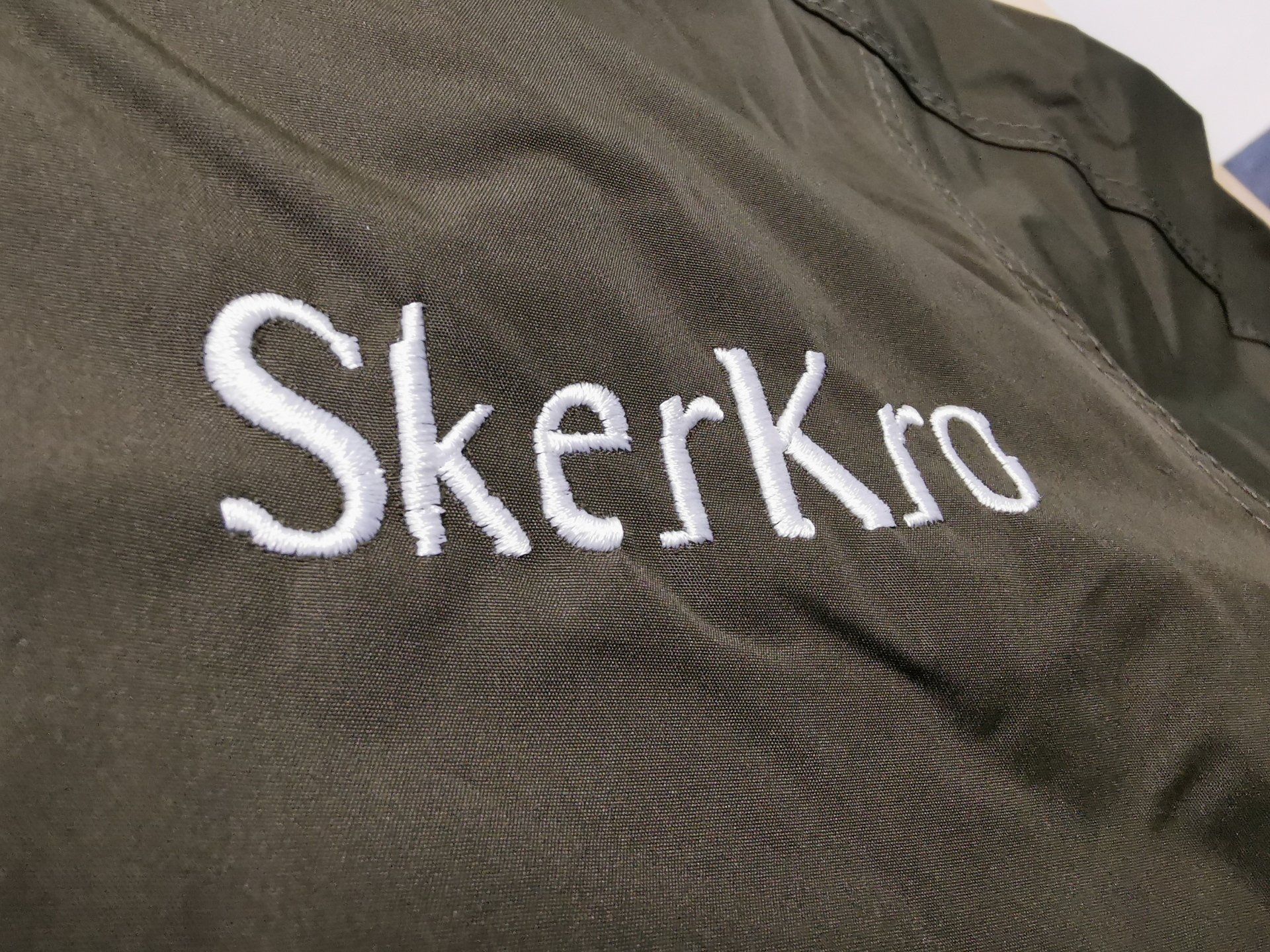 Close up of logo embroidery