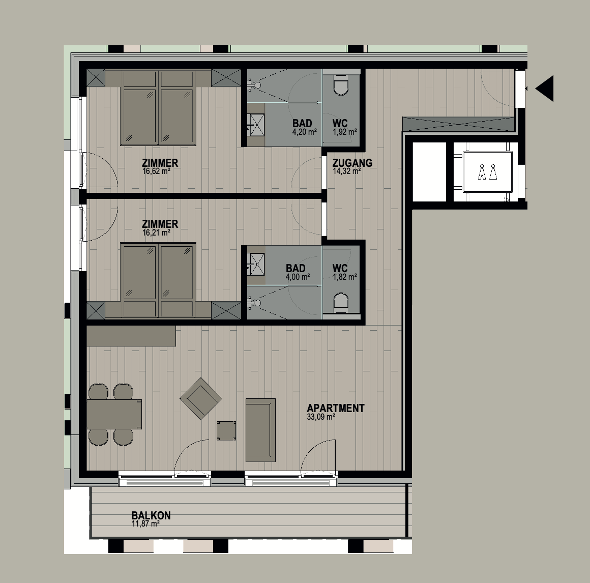 Grundriss einer Wohnung. V