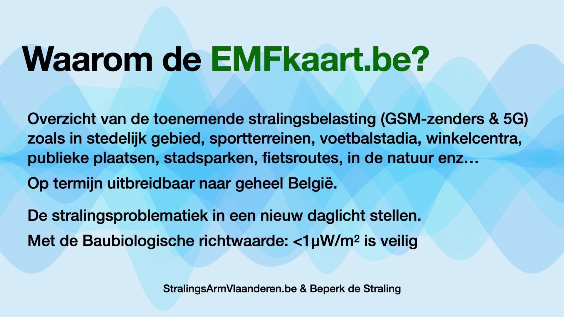 Een blauwe achtergrond met groene tekst waarop staat waarom de emfkaart.be