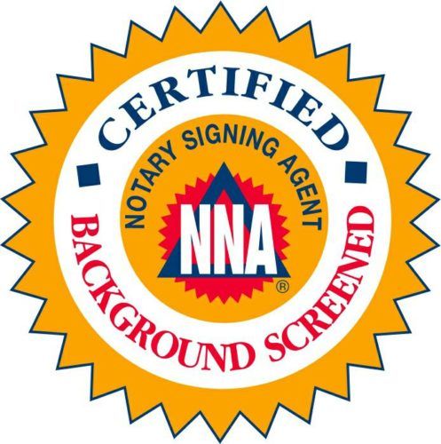 a certified notary signing agent background screened logo