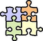 a group of puzzle pieces are stacked on top of each other on a white background .
