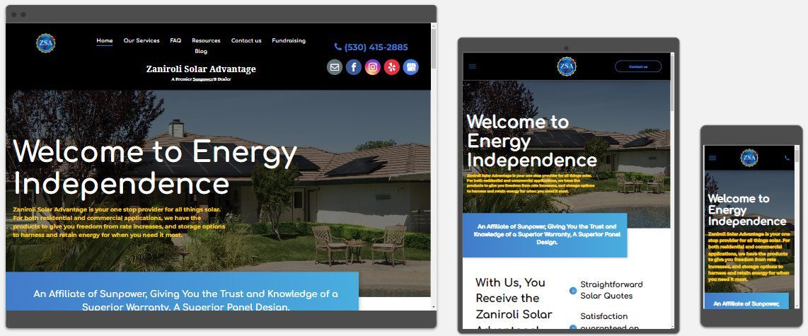 a website that says welcome to energy independence on it