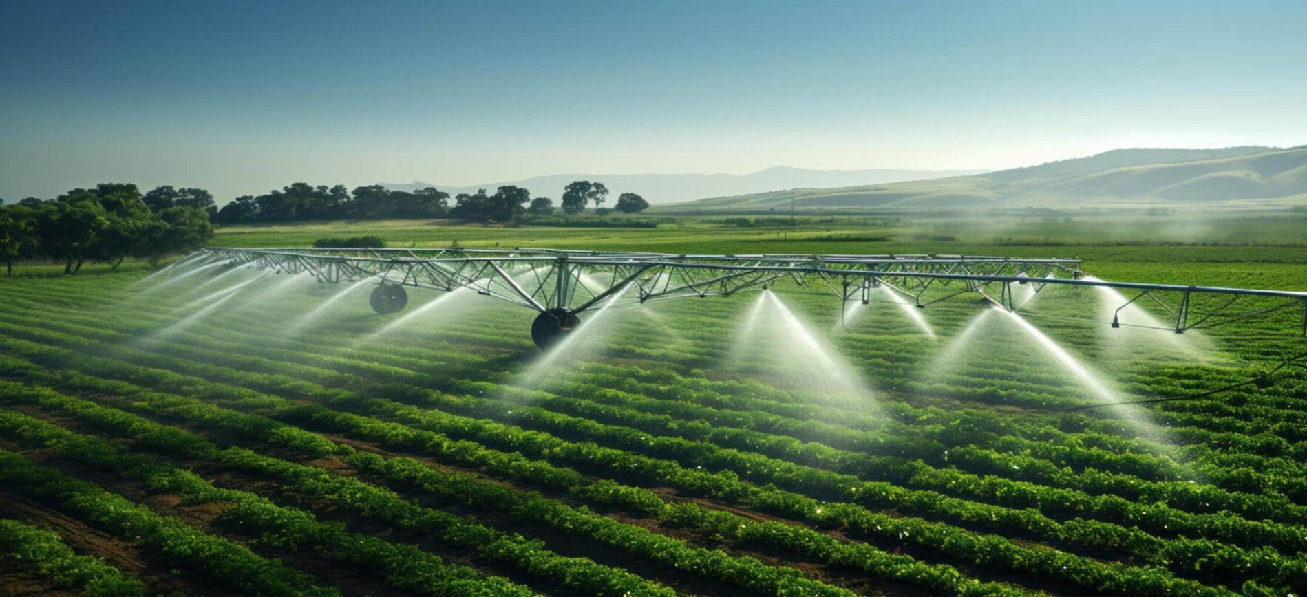 Fertilizer injector applying nutrients through a drip irrigation line in a vegetable farm