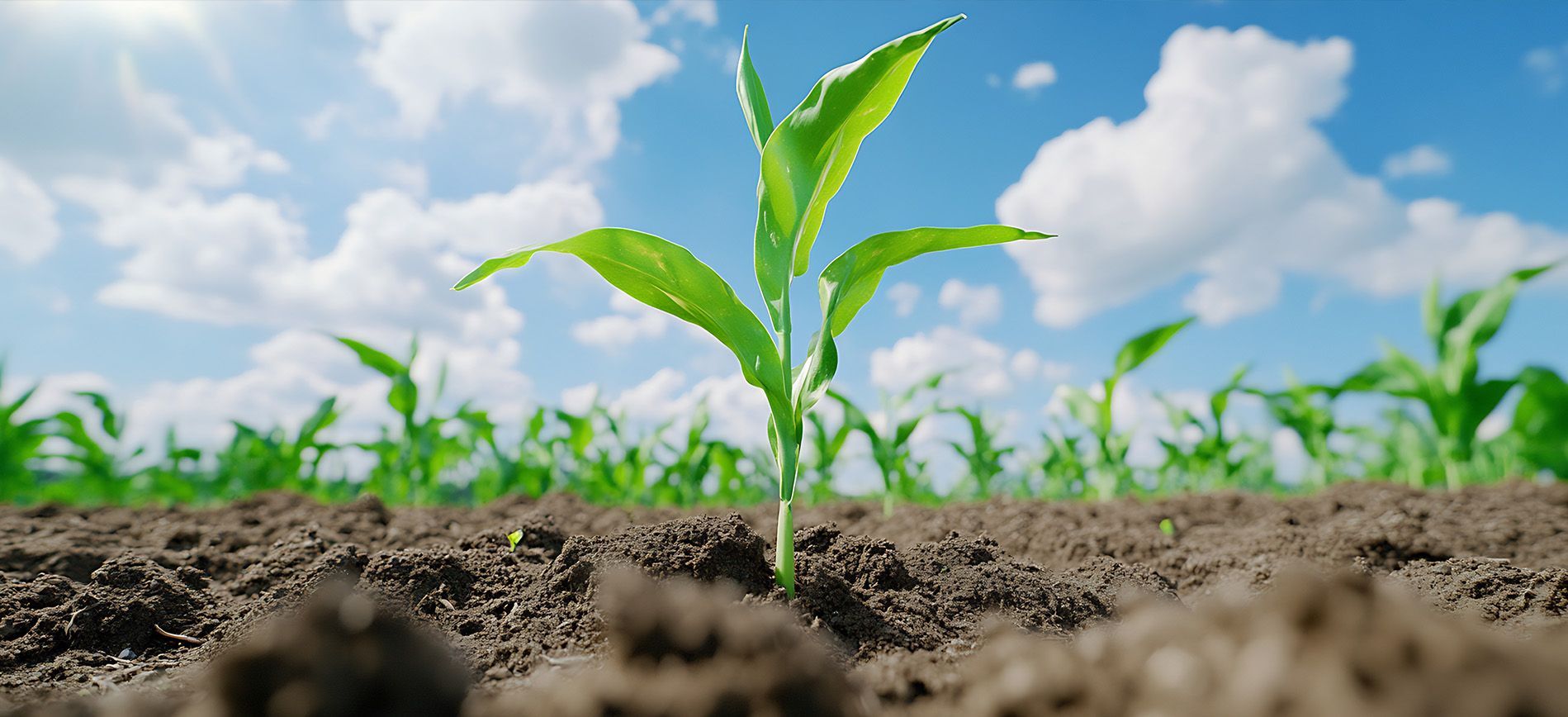 Urea granules are being applied to maize fields for nitrogen-rich fertilization