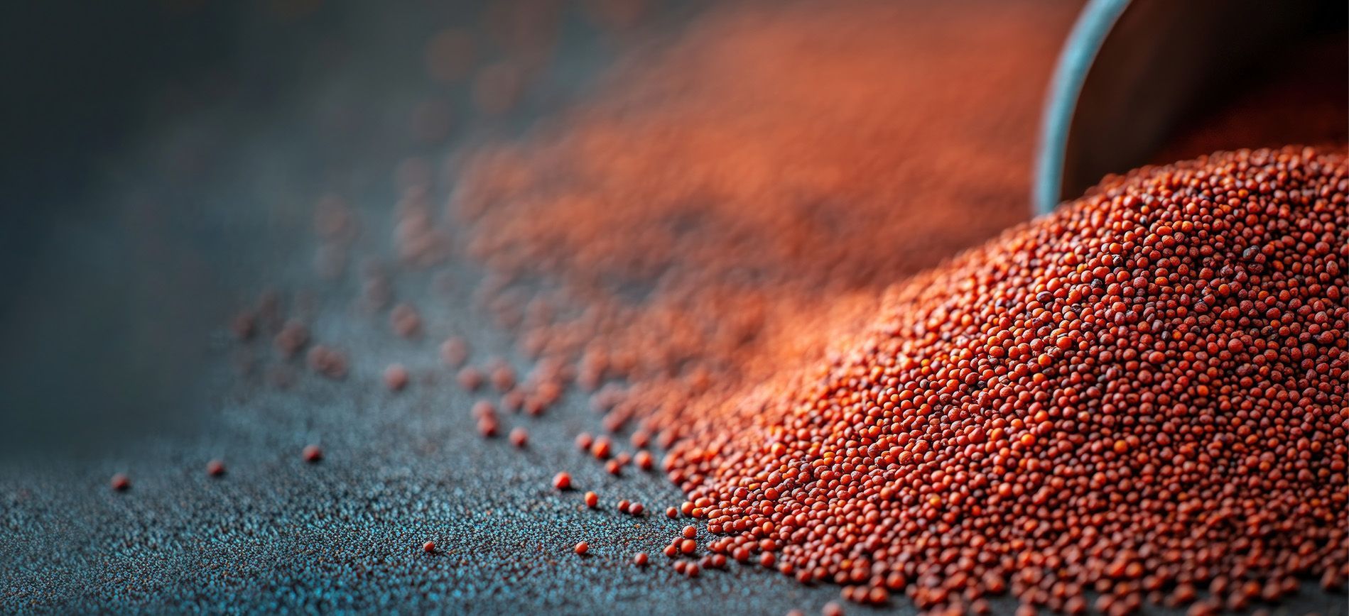 Uniform compound NPK granules in hand above the maize field.