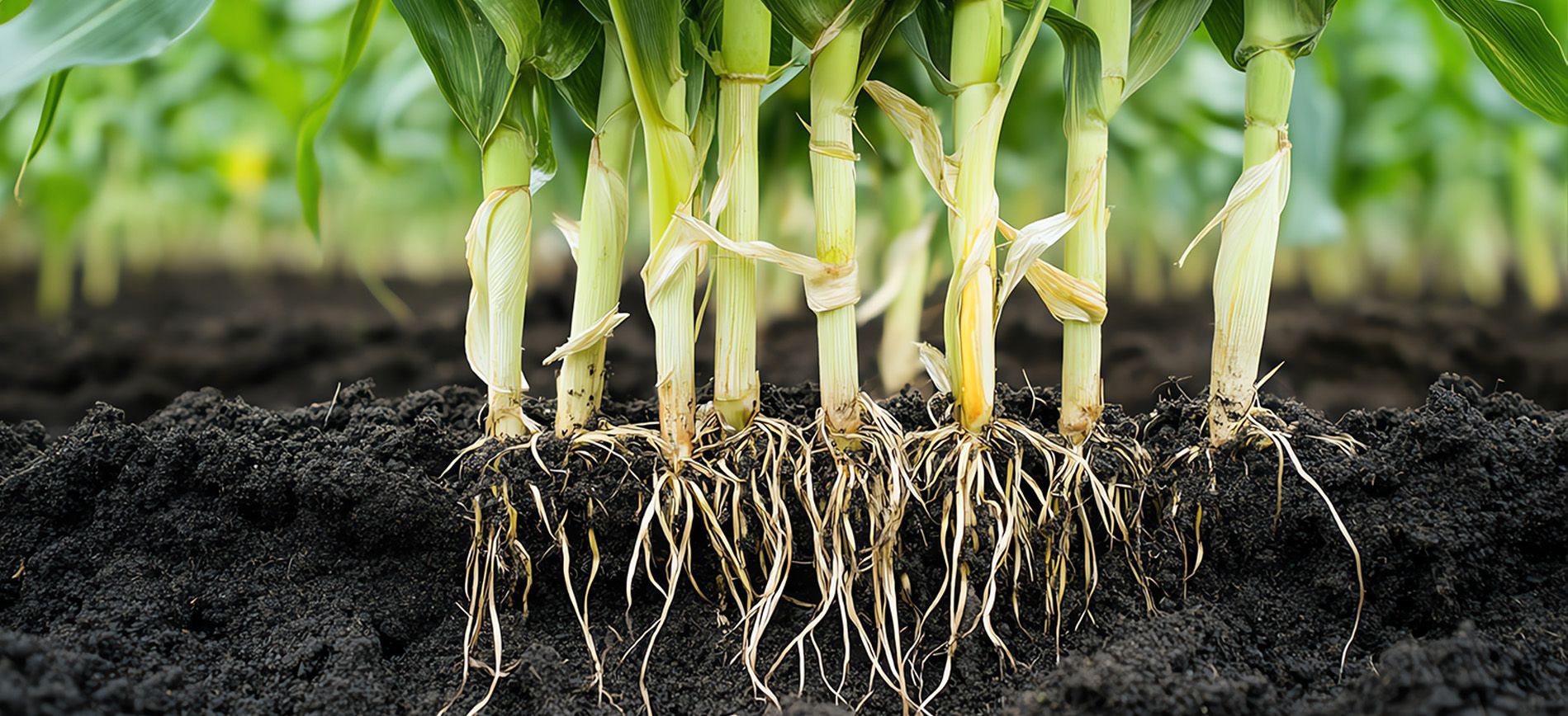 Farmer spreading stabilized nitrogen fertilizer in a maize field.