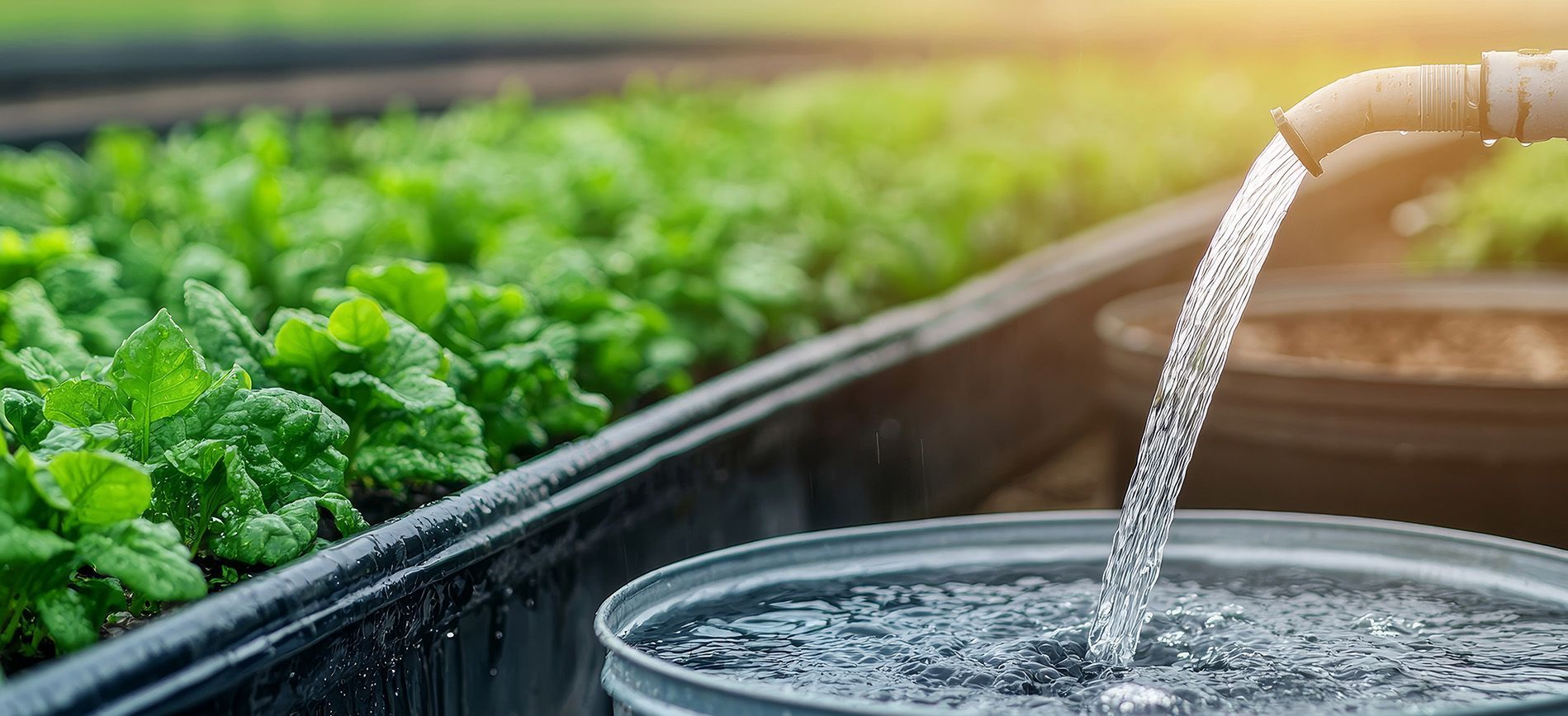 Liquid fertilizer being applied through a drip line in an alkaline water environment.