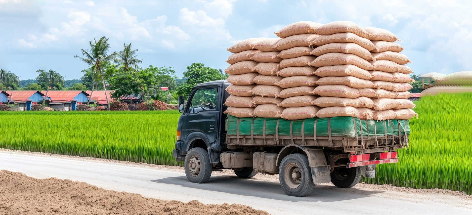Labeled fertilizer bags with QR codes prepared for export and international shipping compliance.