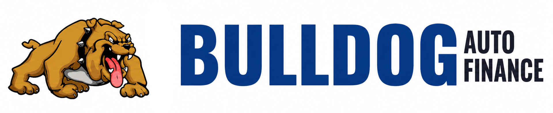 Bulldog Auto Finance logo with a bulldog icon and blue text on white background