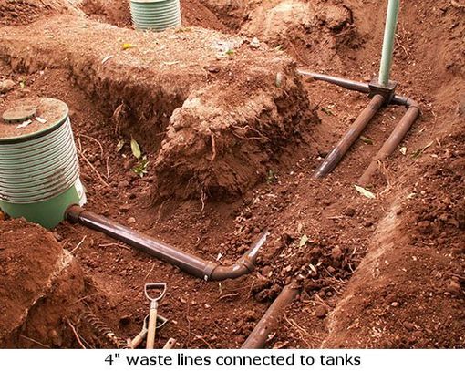 waste lines connected to tanks