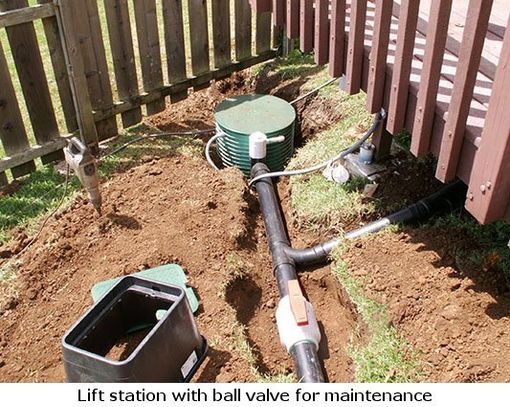 lift station with ball valve for maintenance