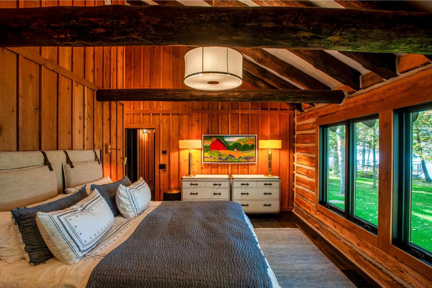 lake home log cabin remodel michigan
