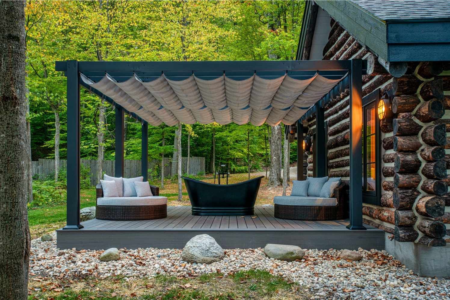 michigan lake house outdoor soaking tub