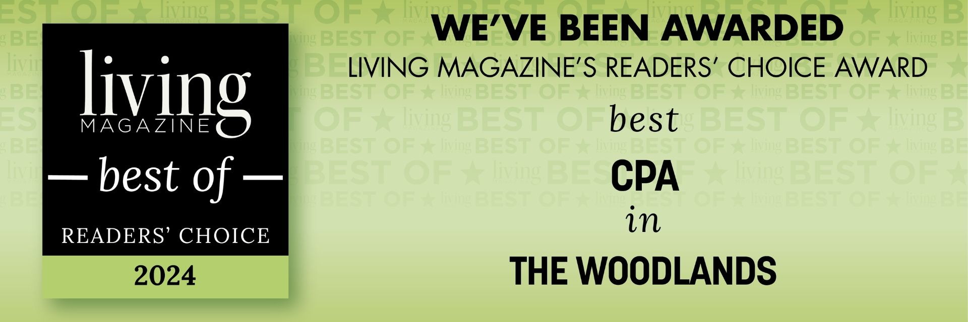 Freese, Peralez & Associates - Best CPA Firm in The Woodlands 2024, awarded by Living Magazine.