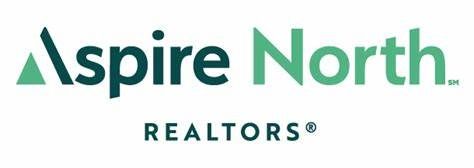 The aspire north realtors logo is green and black on a white background.