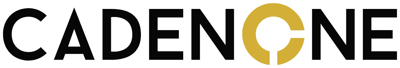The word cadenone is written in black and yellow on a white background.