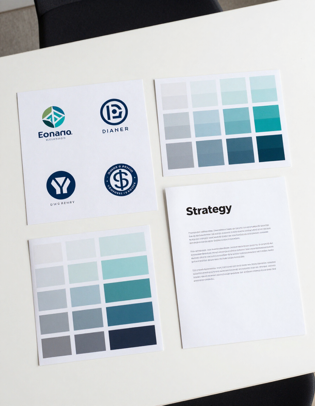 Brand identity kit flat lay