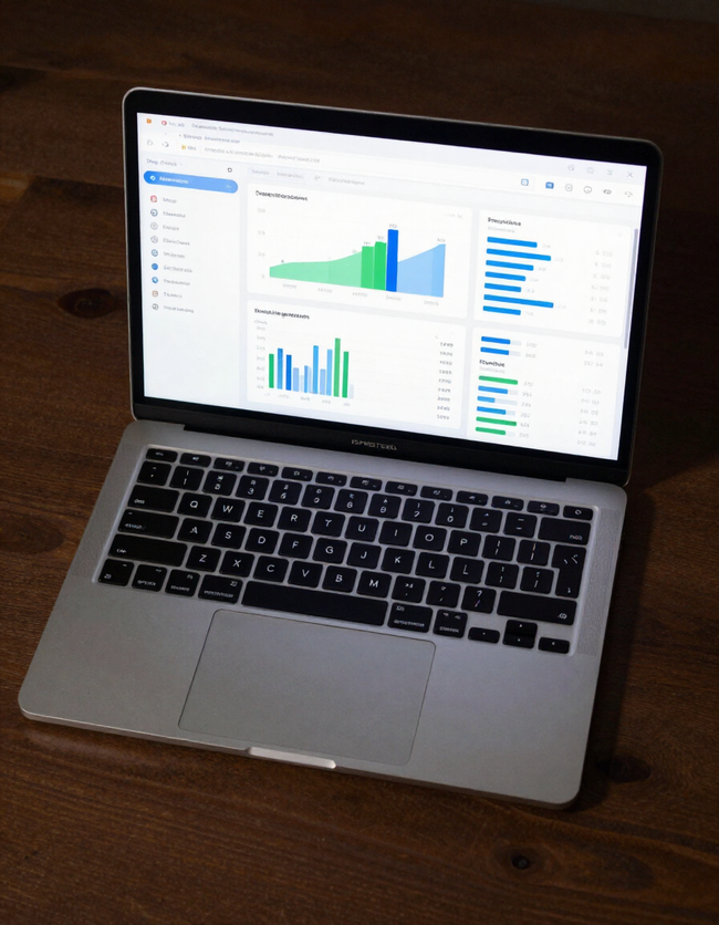 Social media analytics dashboard on laptop
