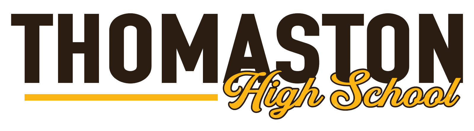 the logo for thomaston high school is black and yellow .