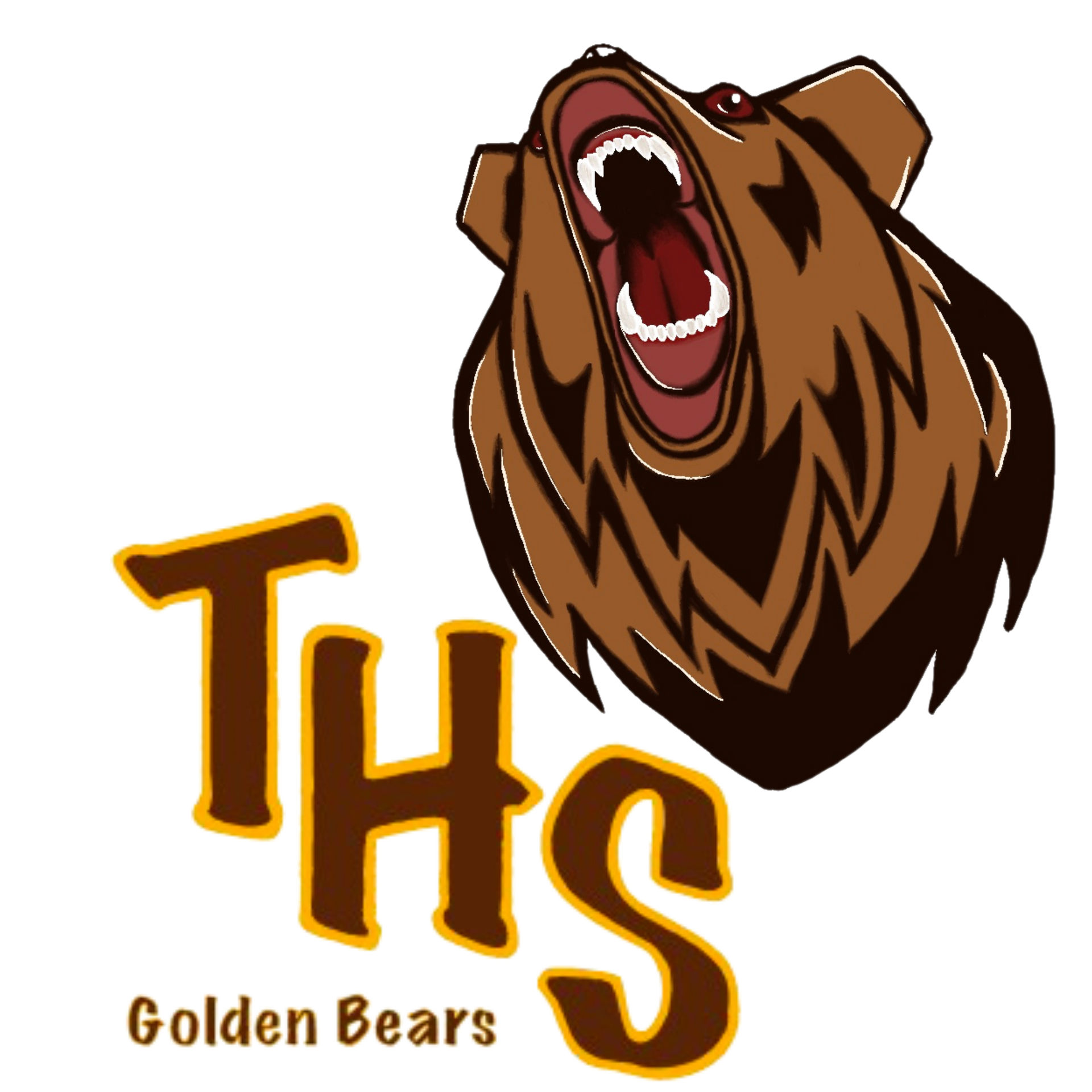 a logo for the golden bears shows a bear with its mouth open