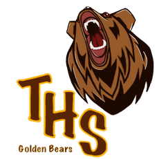 a logo for the golden bears shows a bear with its mouth open