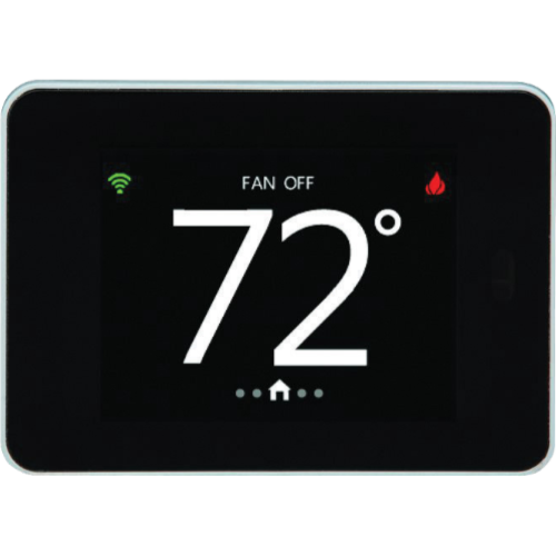 A smart thermostat screen displaying 