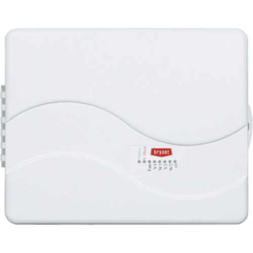 White Bryant brand surge protector with a curved design and numbered indicator lights.