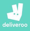 Logo di Deliveroo: forma bianca a forma di canguro su sfondo verde acqua, con la scritta 