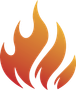 A stylized flame icon with a red-to-yellow gradient on a white background.