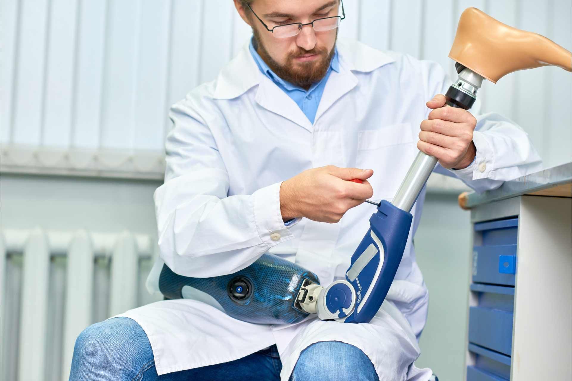 A person caring for a Prosthetic at Kenney Orthopedics Prosthetic Services near Lexington, Kentucky (KY)