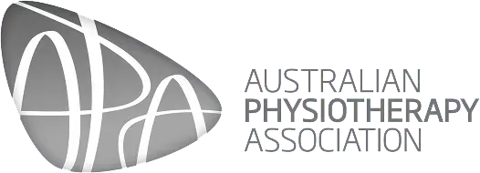 The logo for the australian physiotherapy association is black and white.