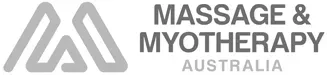 A logo for massage and myotherapy australia on a white background