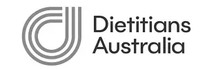 A black and white logo for dietitians australia.