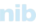 The word nib is written in blue letters on a white background.