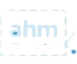 The word ahm is written in blue letters on a white background.
