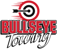 A bullseye towing logo with a target and an arrow