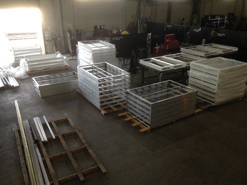 stacked aluminium in warehouse