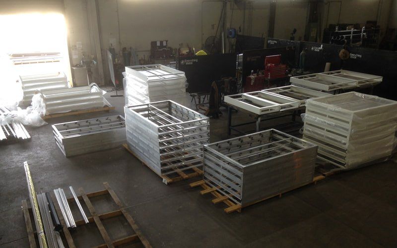 stacks of aluminium in a warehouse