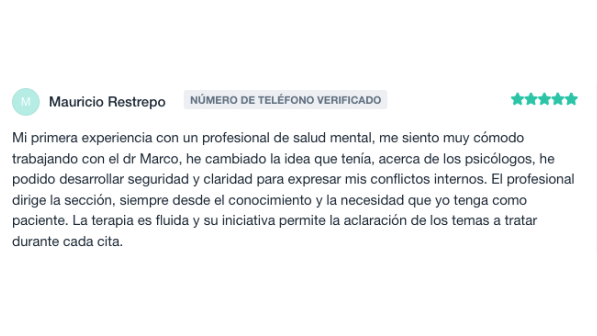 Reseña positiva del Psicólogo Marco Rosas