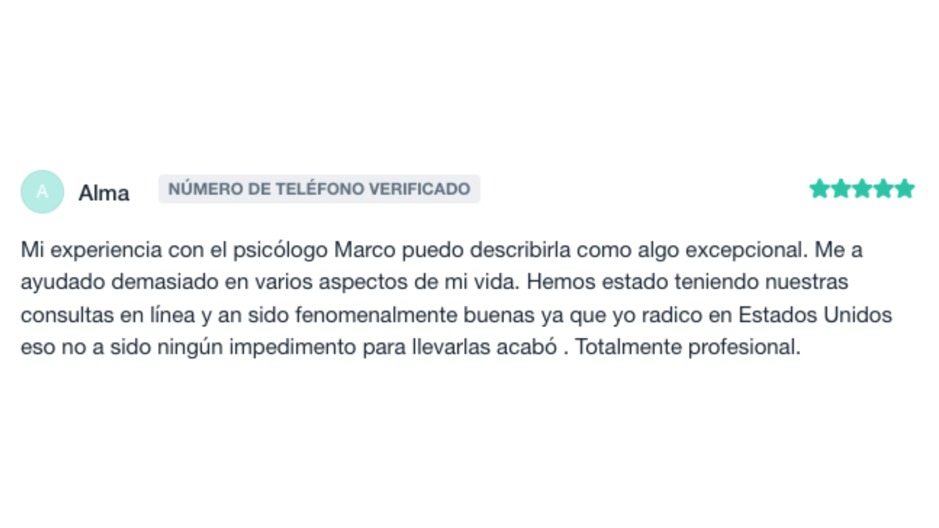 Opiniones sobre el Psicólogo Marco Rosas