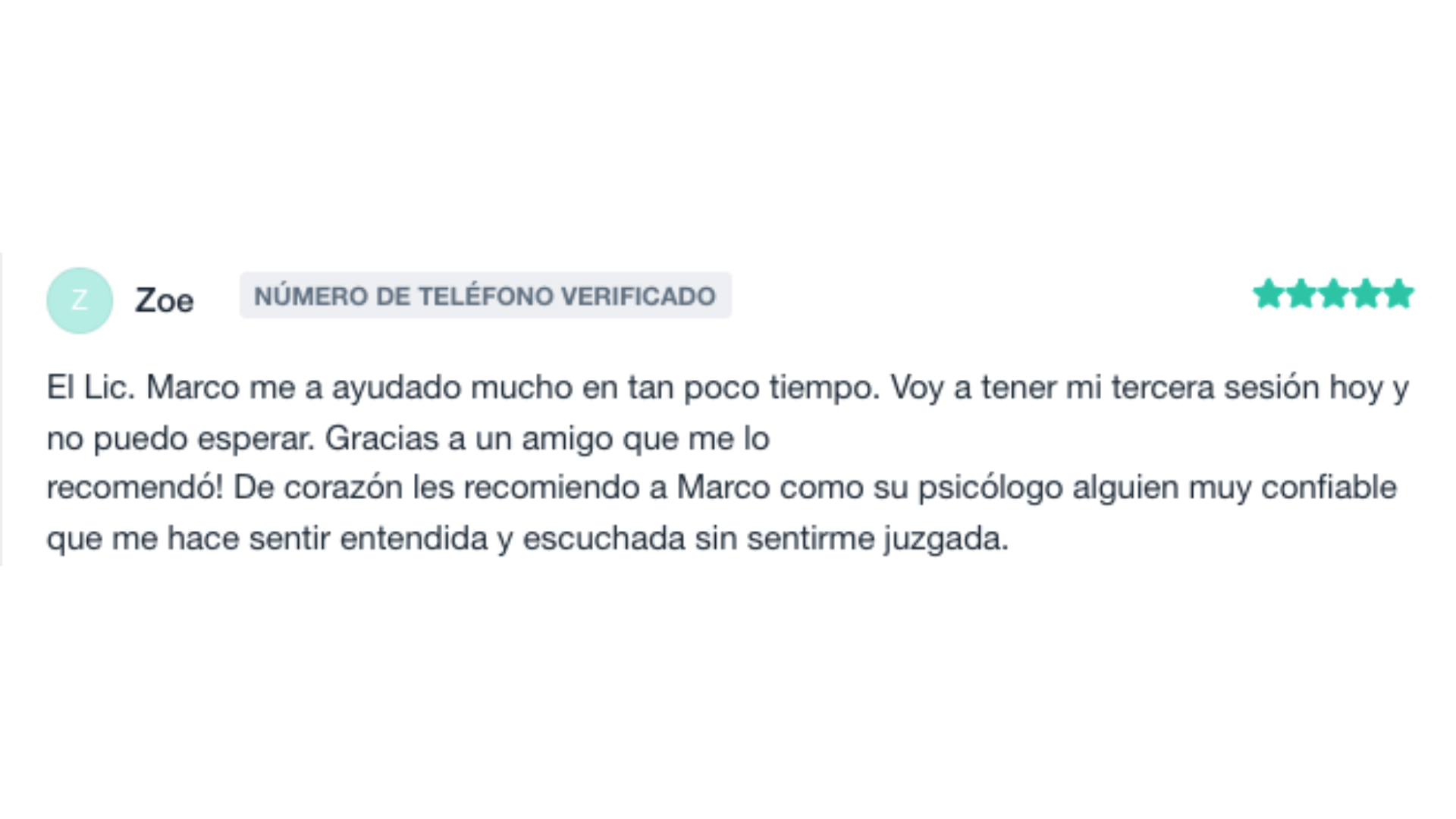 Opiniones sobre el Psicólogo Marco Rosas