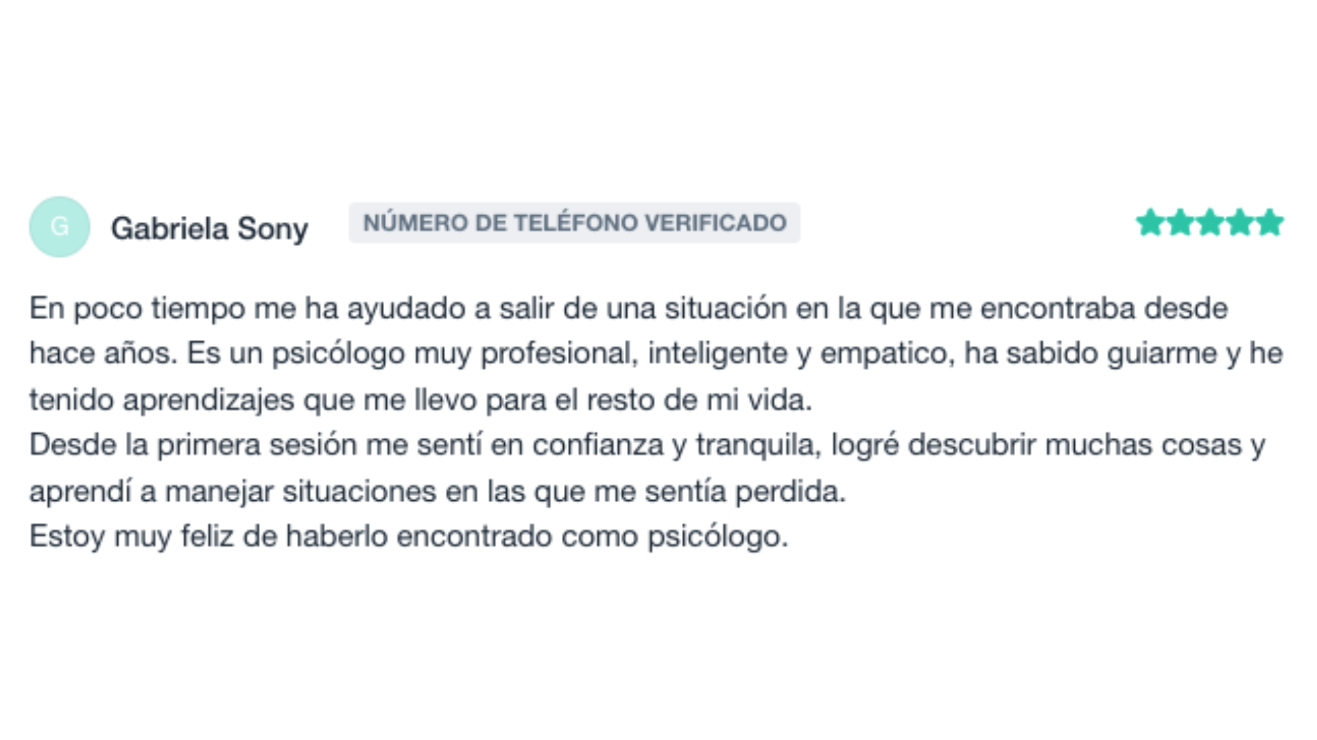 Reseña positiva del Psicólogo Marco Rosas