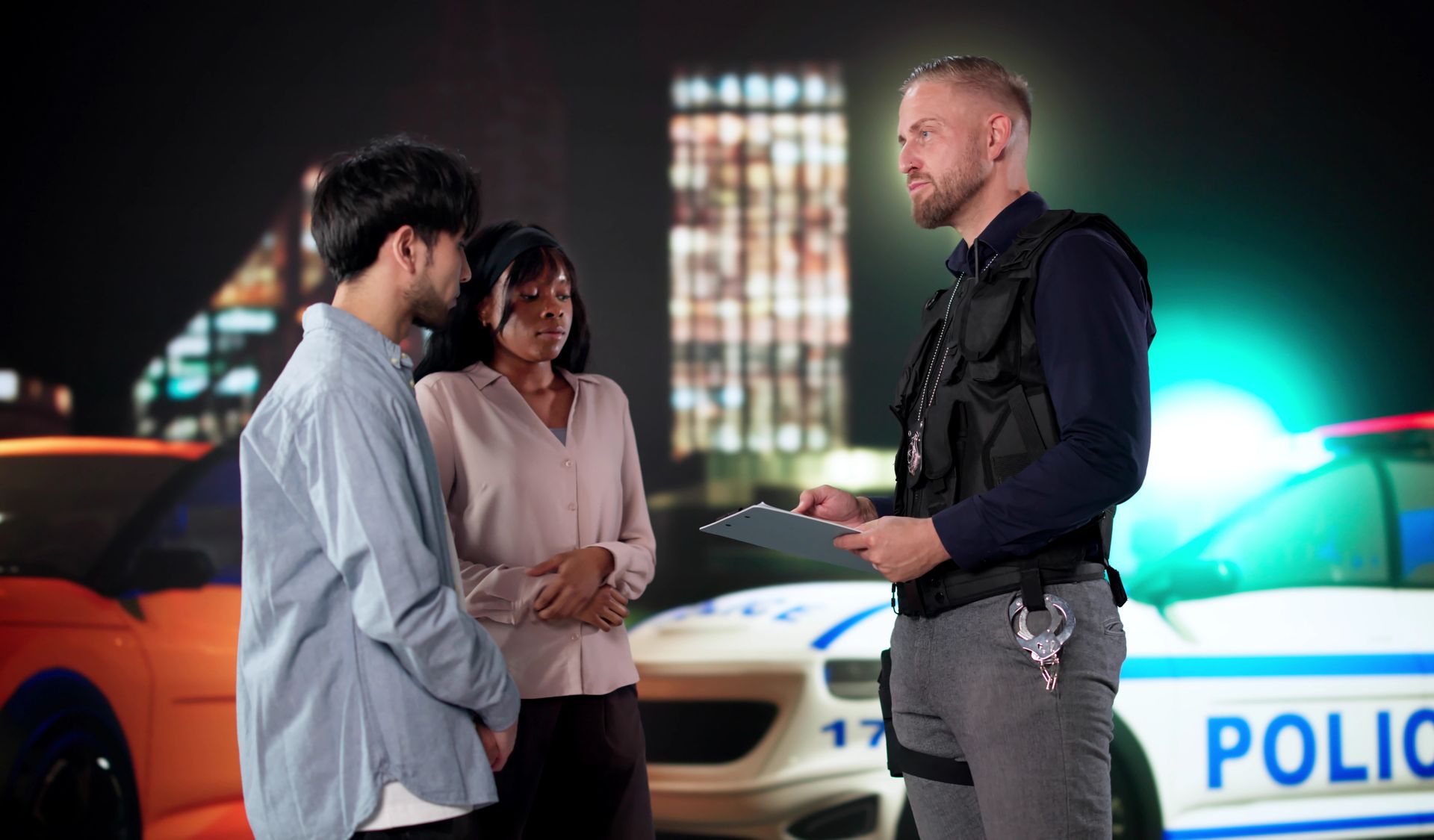 Driver tested for alcohol with breathalyzer. Driver tested for alcohol with breathalyzer.