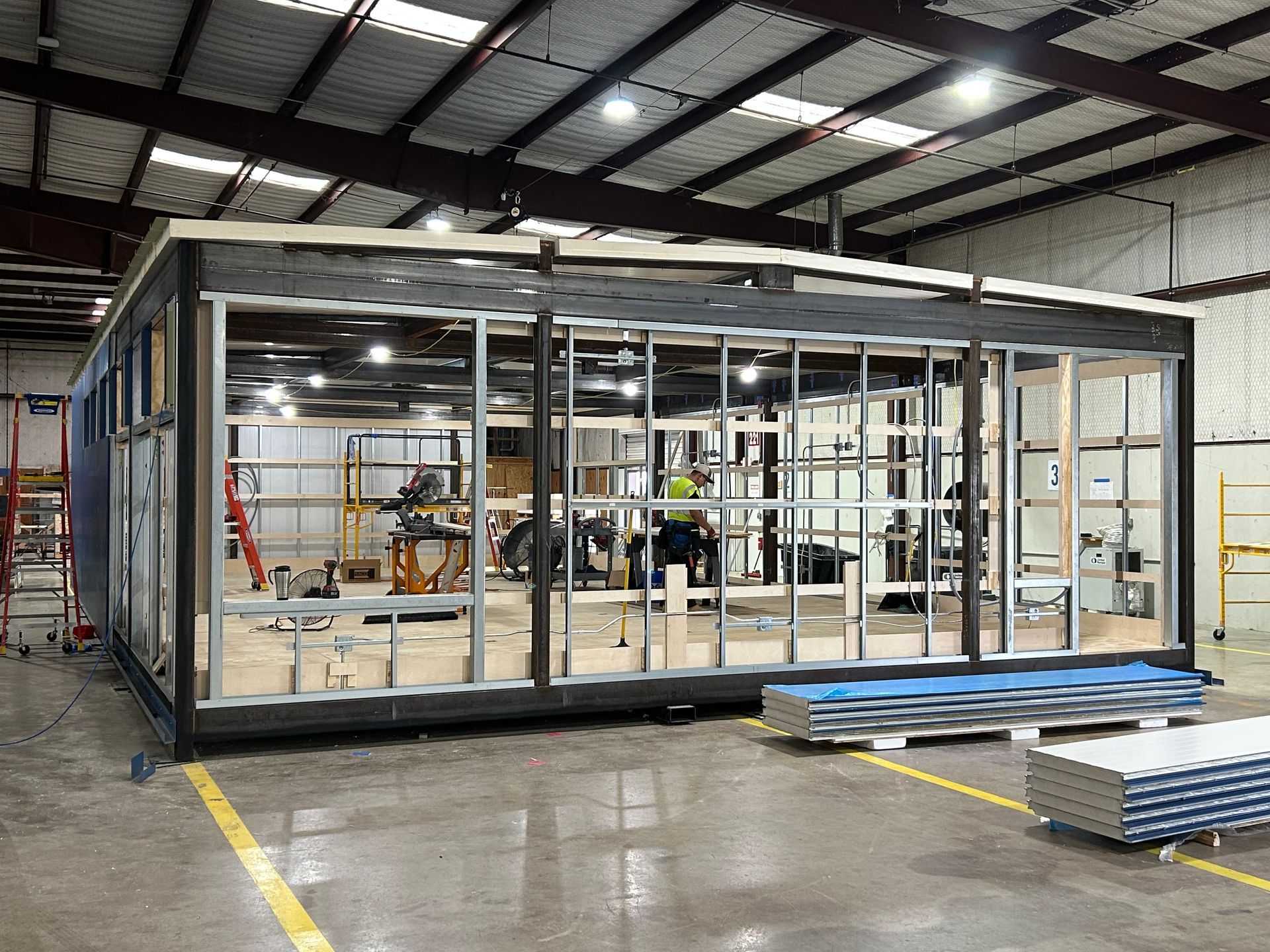 Modular POD being roughed in, Electrical conduit, electrical wiring