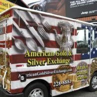 American Gold & Silver Exchange truck with an American flag and eagle graphic on the side