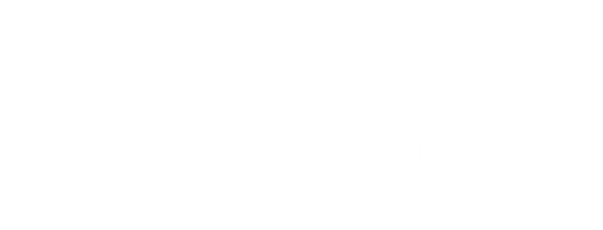 a transparent backgroud with a white logo and text