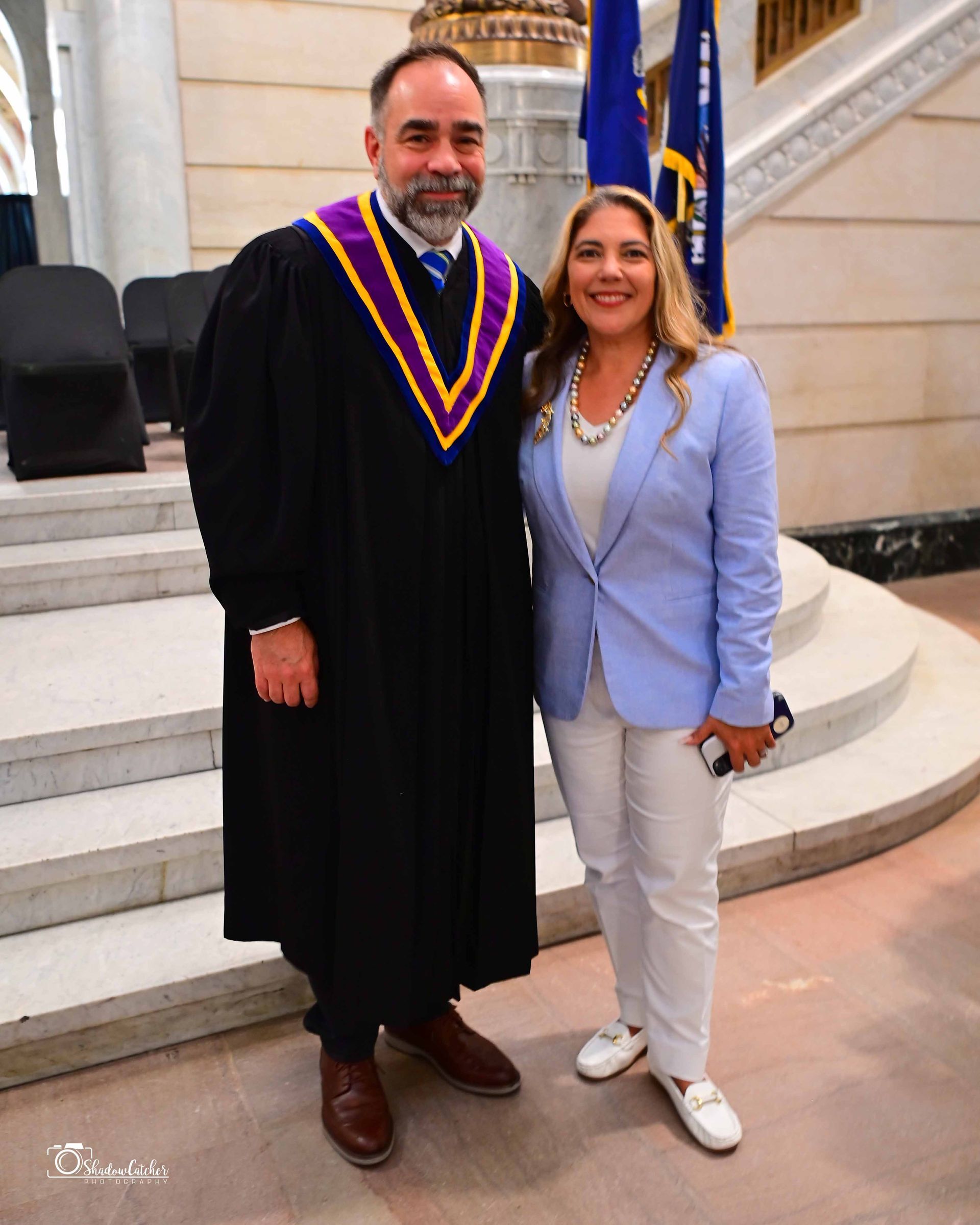 Attorney Qiana Murphy Lehman standing next to PA supreme court justice P. Kevin Brobson