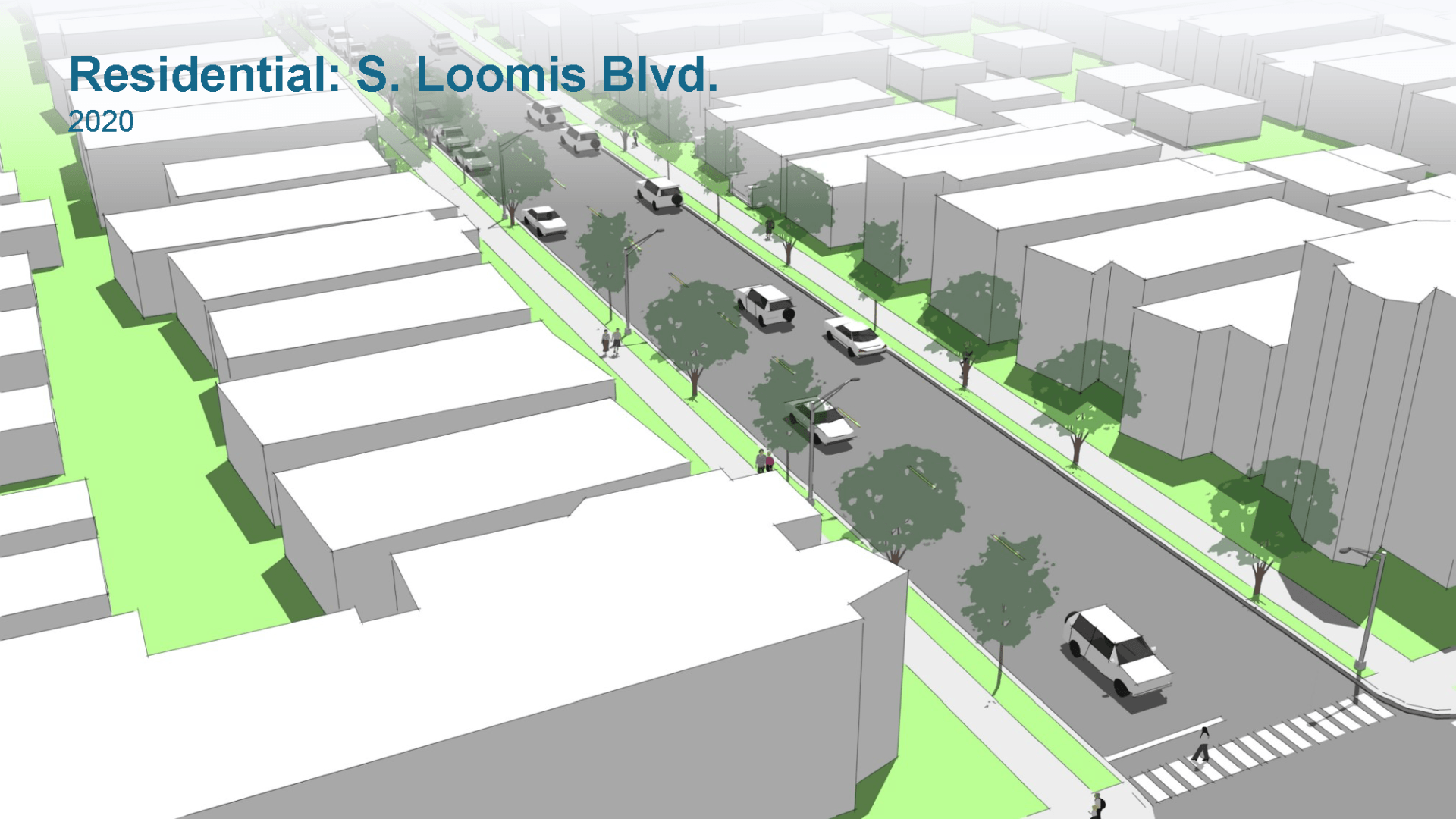 Illustration of South Loomis Boulevard in 2020