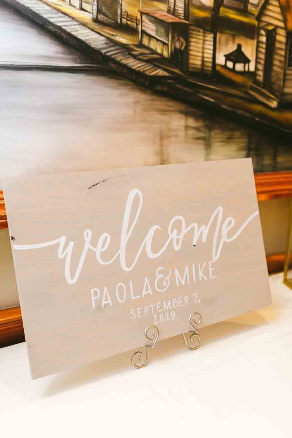 Reception welcome sign