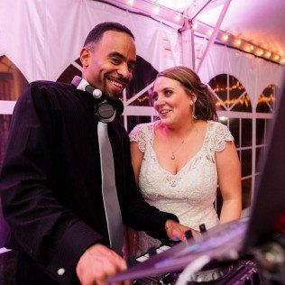 a beautiful, smiling bride at the wedding